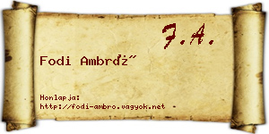 Fodi Ambró névjegykártya